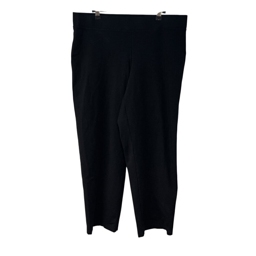 Eileen Fisher Knit Pull On Pants Black Business Office Career Travel Women’s L